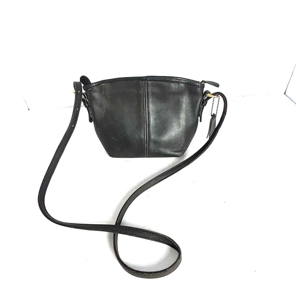 Vintage Coach Mini Shoulder Bag 4107 Black Leather Rare Adjustable Made In USA